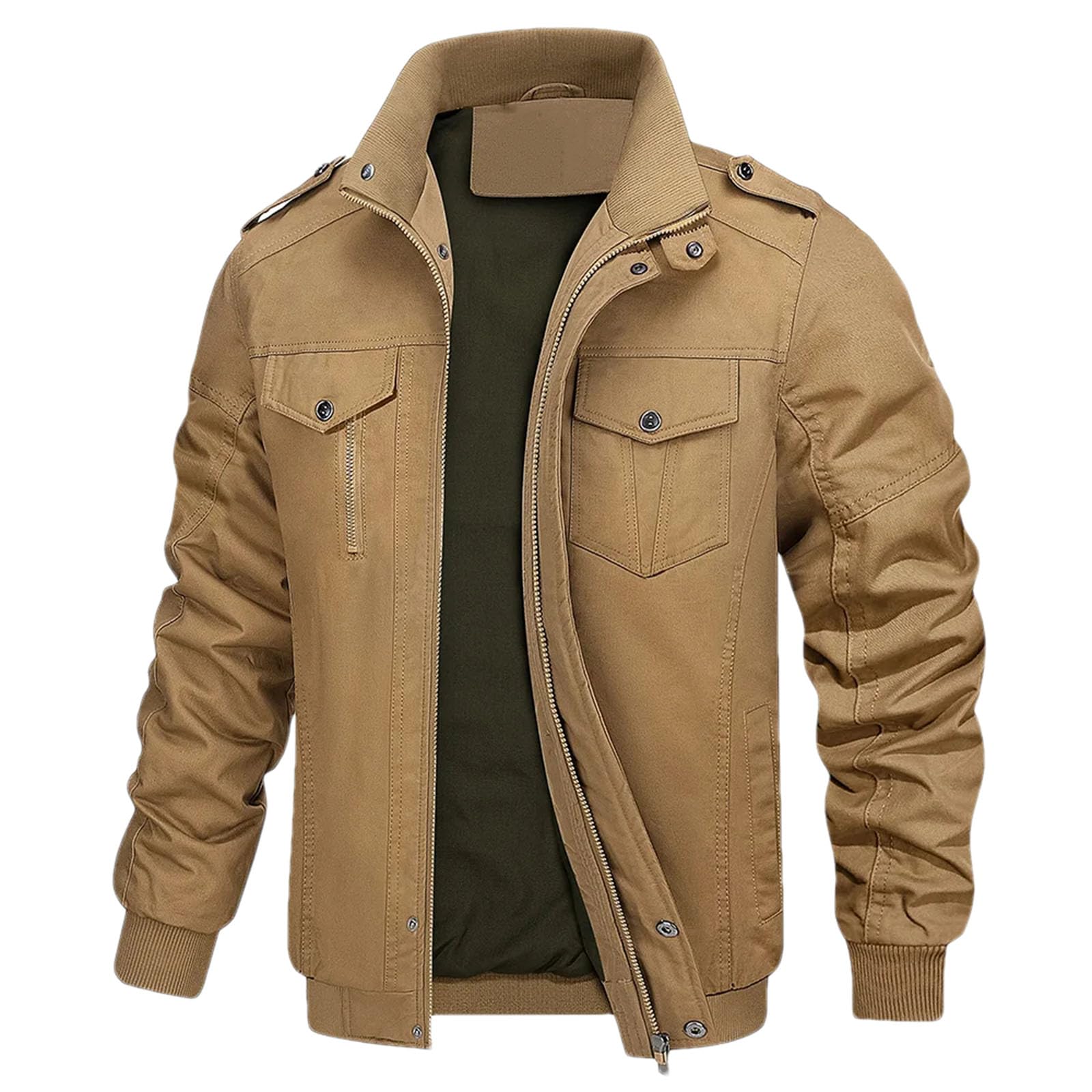 ジャケット・アウター 60/40 Cloth Zip-up Coat Stand-Up Collar Amazon.com: Mens Button Stand Collar Full Zip Jacket Lightweight